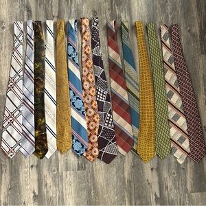 14 Vintage Assorted Patterned Ties Collection